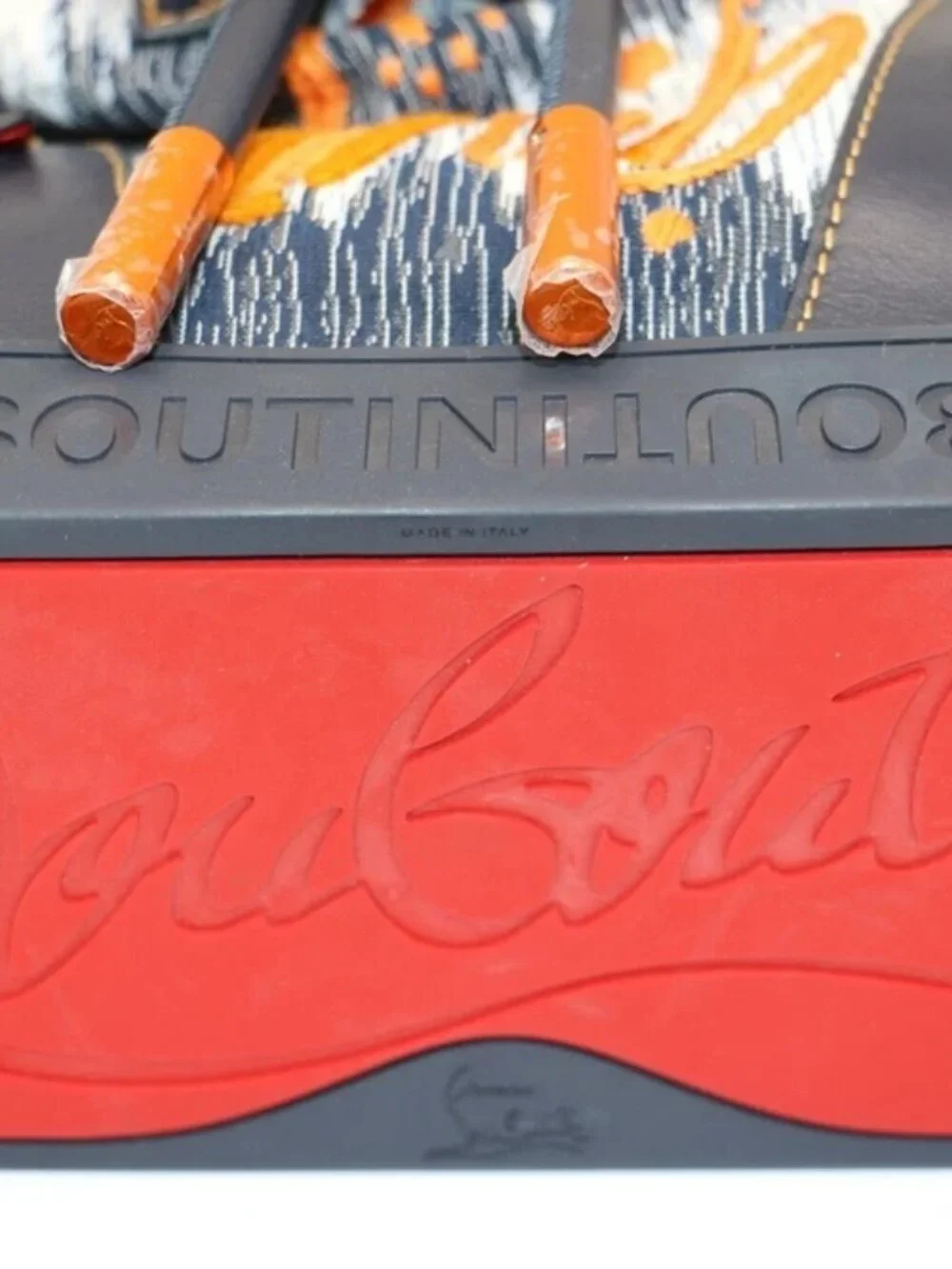 Christian Louboutin Explorafunk Small Denim Backpack - Orange/Navy